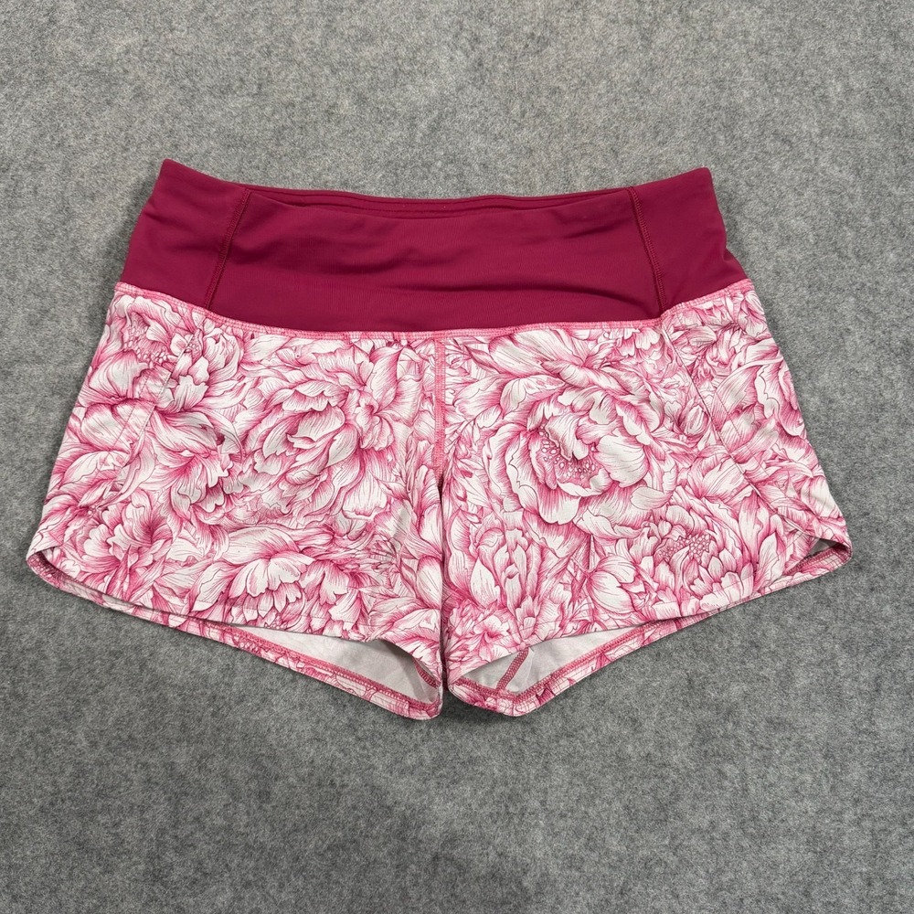 Lululemon Floral Bloom White Star Ruby Run Times II Shorts Women's Size 2